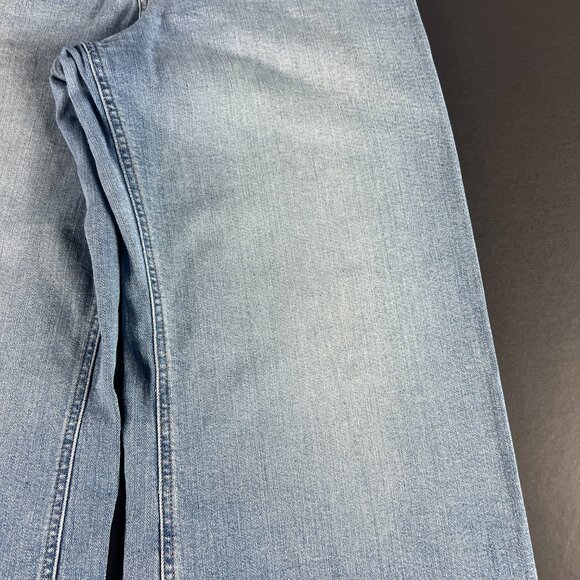 Zara Jean Women 32x27* High Rise Wide Leg Blue Faded Raw Bottom Hem Denim Tag 12 - Picture 3 of 16